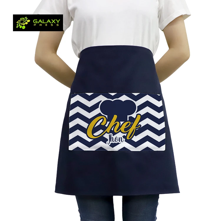 

Hot Selling Sublimation Aprons Blanks with Two Pockets and Long Strings 100% Cotton Apron, Bule/black