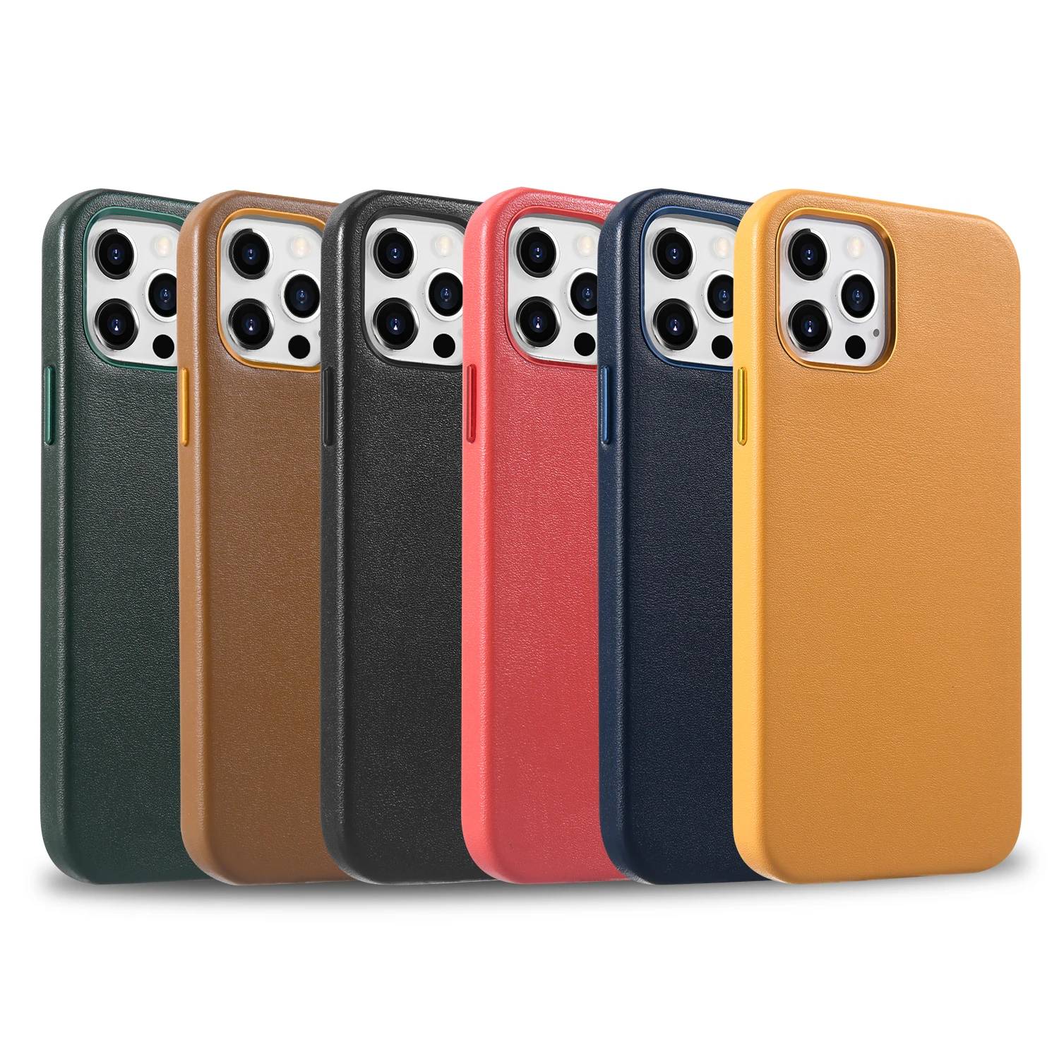 

2021 luxury Magnetic 12 series PU Leather Phone case For iPhone 12 mini pro max support magsafe leather case