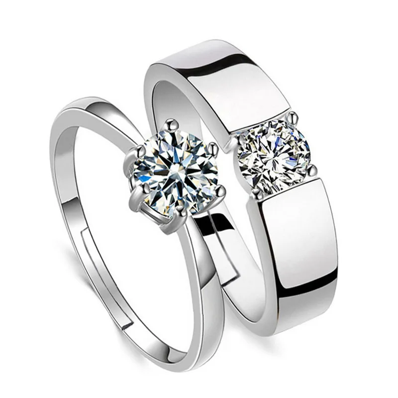 

Lovers' rings plated fashion Wedding live wedding ring plated with platinum fashion moissanite ring, White