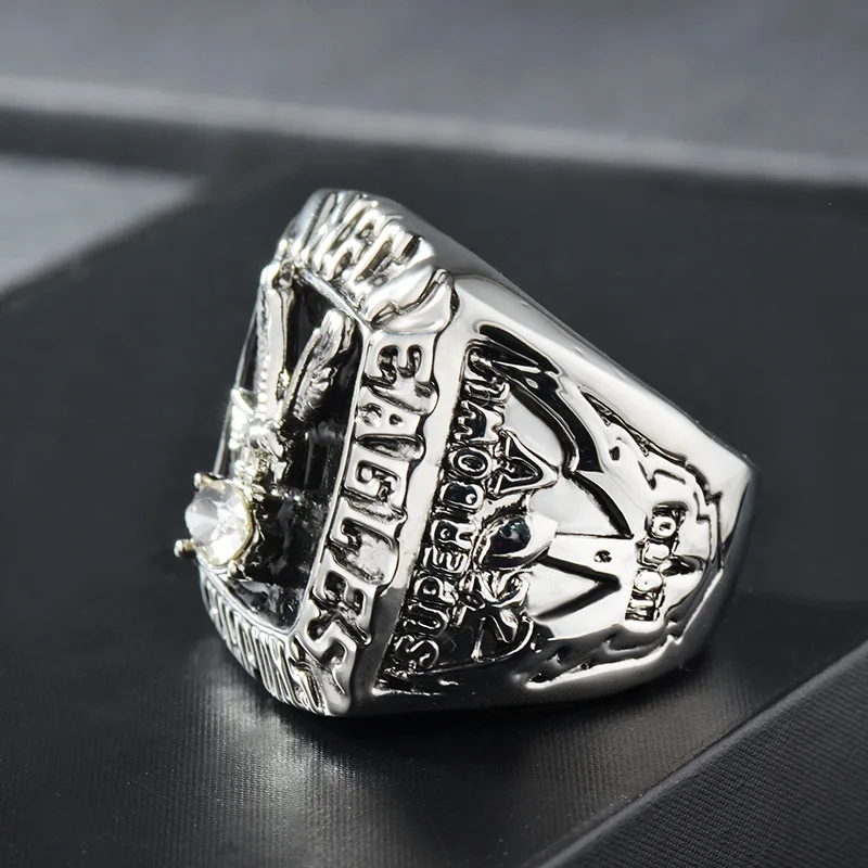 
1980 Philadelphia Football Championship Ring Black Silver Jewelry Zircon Alloy Sport Ring for men and women fans gift 