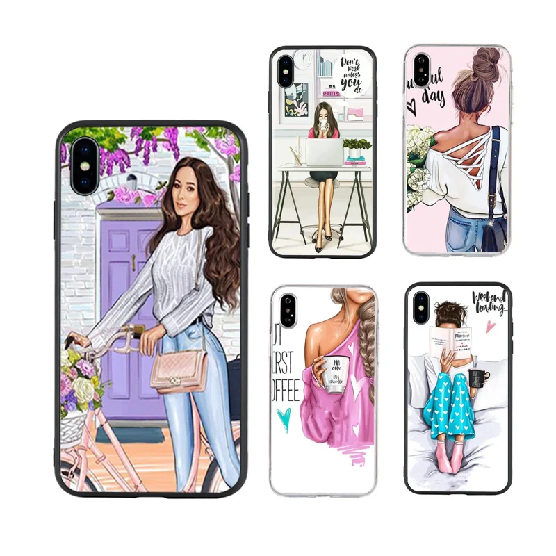 

Vogue Christmas girl travel summer Best Friends Phone Case for iPhone X XR Xs Max 11 11Pro 11ProMax 12 12pro max luxury fundas, Black/transparent