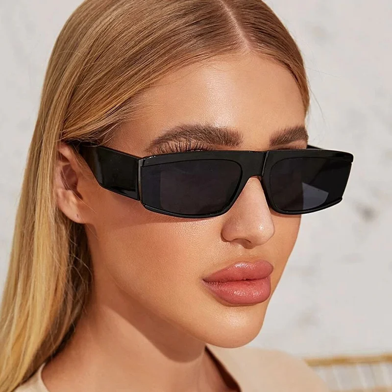 

Fashion 2021 Retro Vintage Small Rectangle Rimless Men Women Sunglasses