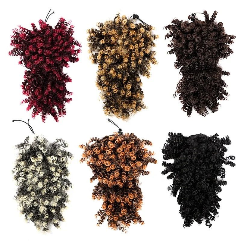 

High Puff Afro Kinky Curly Synthetic Ponytail with Bang Ponytail Hair Extension Drawstring Short Afro Ponytail Clip in for Women, 1b#,4#,t1b/27,t1b/30,t1b/613,t1b/bug