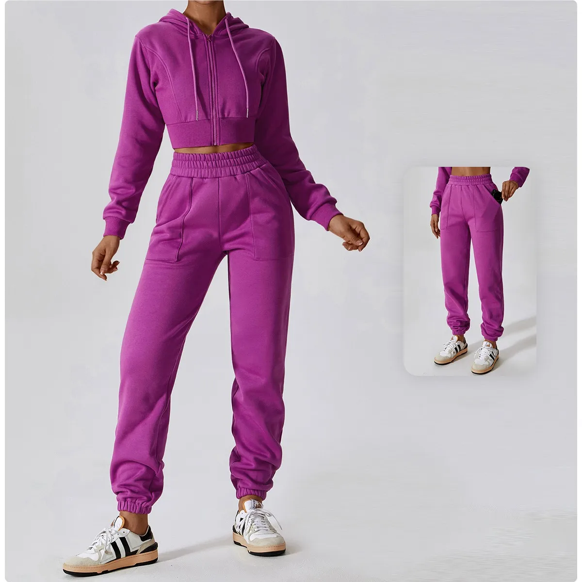 

RTS Custom Logo Casual Wear Fashion 2 Piece Set Jogger Sweatshirt Sweatpants Tracksuit For Women