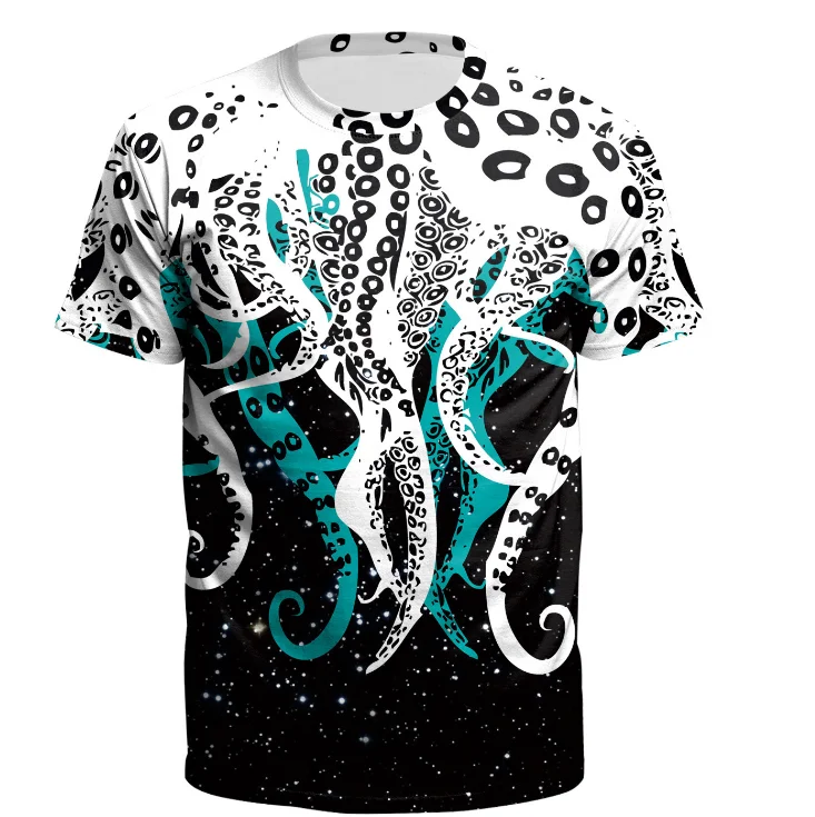 

Octopus Tentacle 3D Print T Shirt Men Round Neck Short Sleeve Loose Tshirt 2019 Summer Men Tee Shirt Tops