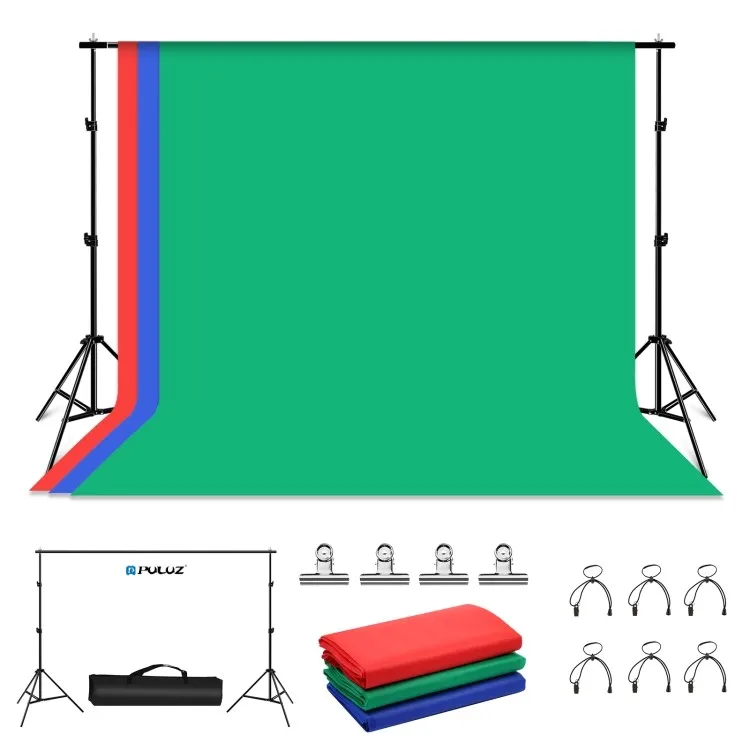 

Wholesale PULUZ 2x3m Photo Studio Photography Background Support Stand Backdrop Crossbar Bracket Kit, Red / blue / green