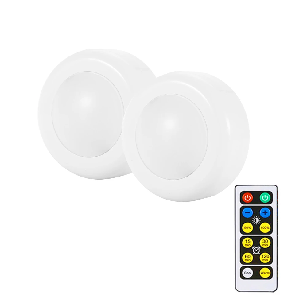 LITWOW 2700k dimmable recessed directional led puck light set 6000k touch dual white above cabinet lighting with remote