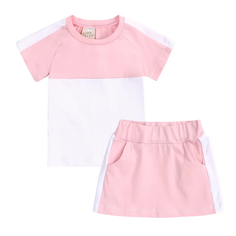 

Different sizes kids summer clothing sets baby girls' cotton shirts and skirts kids patchwork clothes suits, As picture