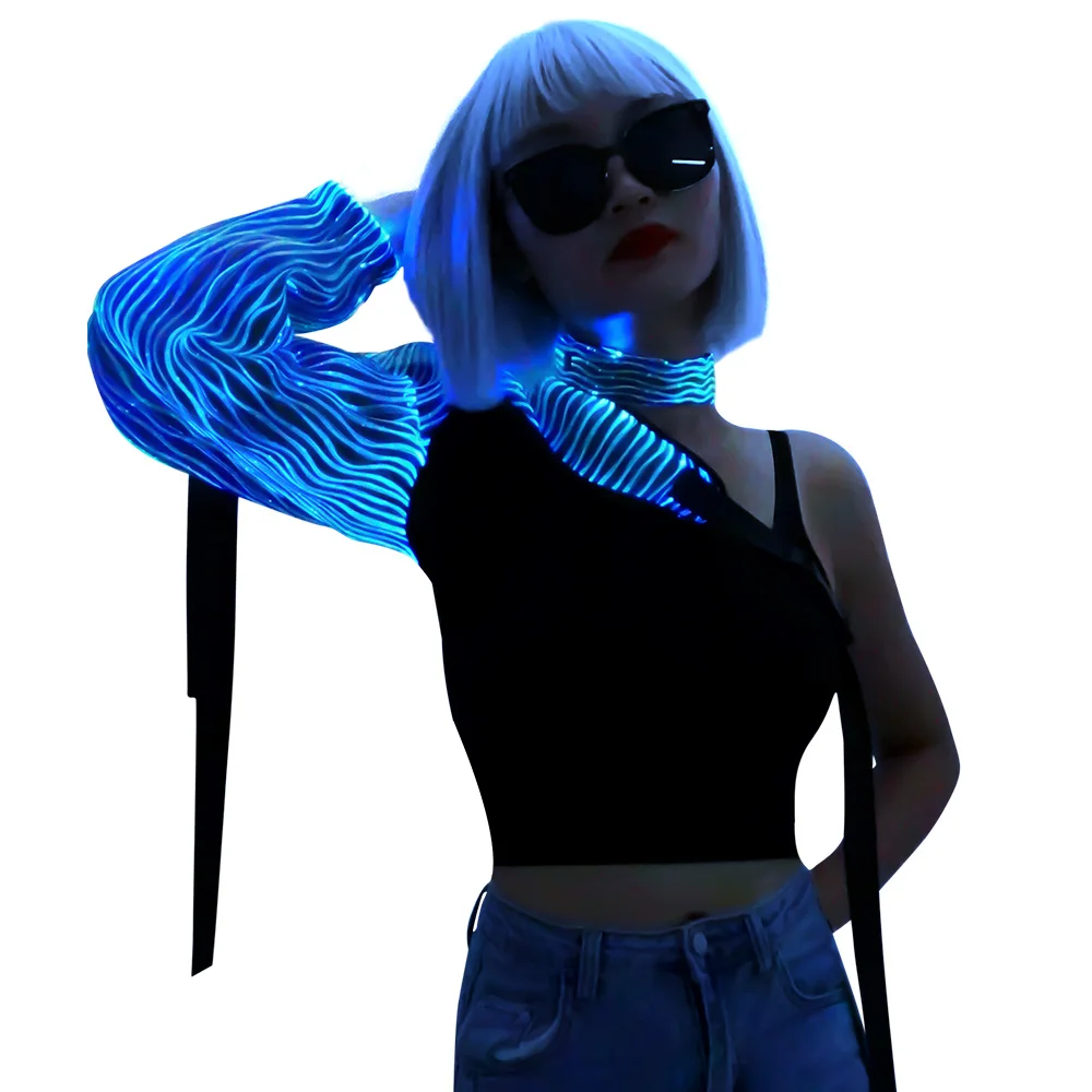 

Fashion Design Punk Sexy Clothing Women Luminous one-arm Tops, Red, green, blue, gold, light blue, purple, white