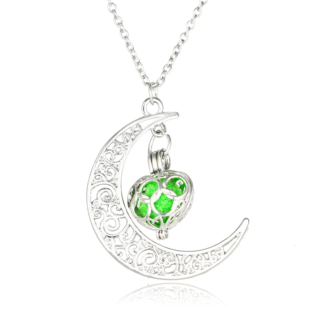 

Moon Aromatherapy Pendant Necklace Creative DIY Aroma Diffuser Jewelry