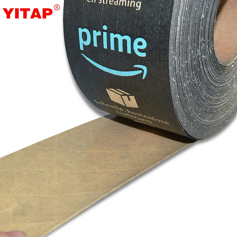 Custom Printing Amazon Prime Black Packing Kraft Paper Tape, Wholesale