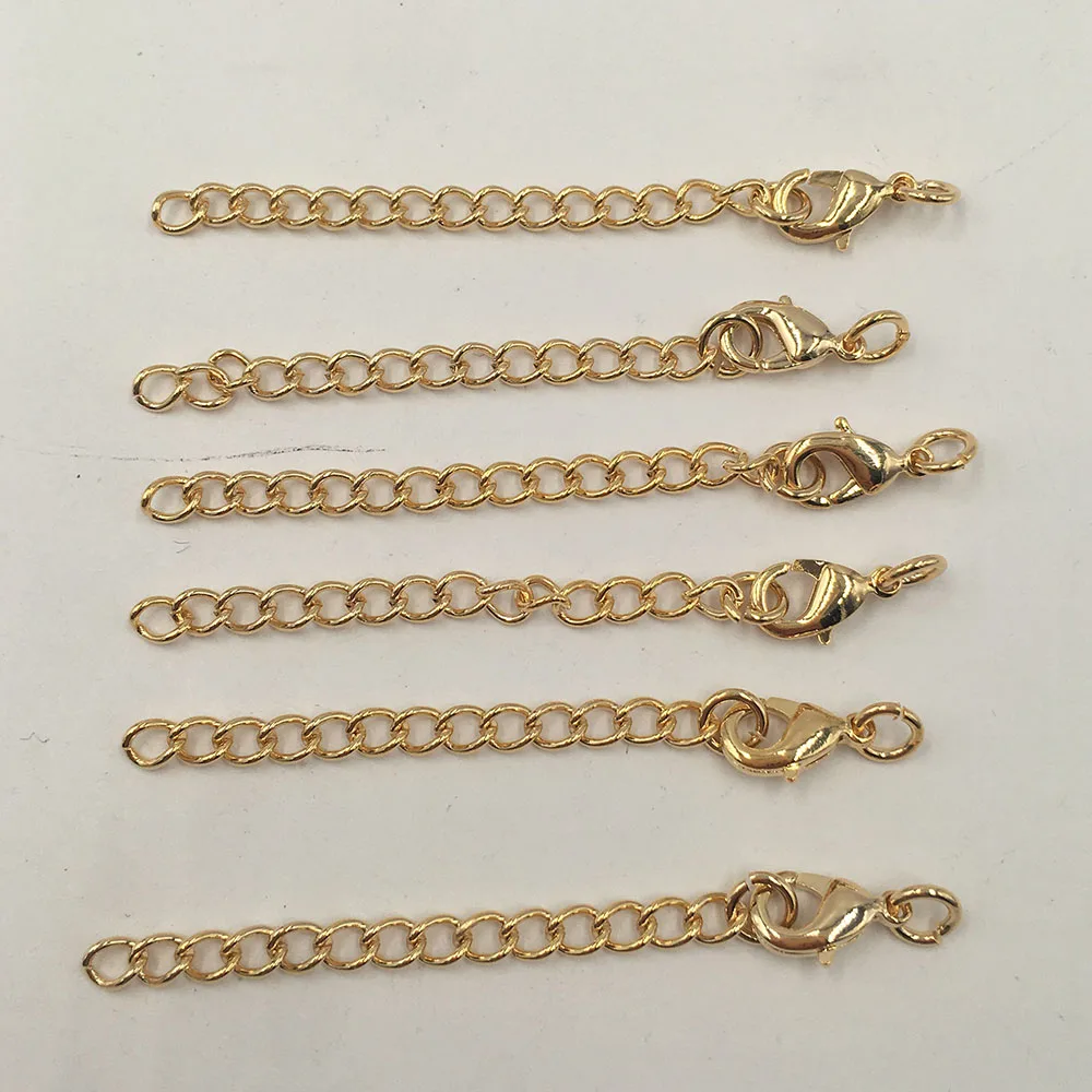 

18k Gold Plating Lobster Cord Ends Clasp ,necklace Clasp Stainless Steel with Extention Chain for Jewelry , Wholesale Metal, 18 k gold and white gold