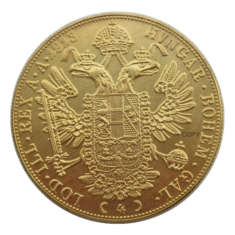 

Reproduction Austria - Habsburg 1913 4 Ducats - Franz Joseph I Gold Plated Custom Commemorative Coins