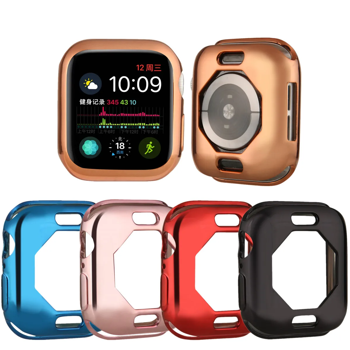 

New pattern electroplate apple watch series 6 case with bezel for 38/40/42/44mm silicon texture of material