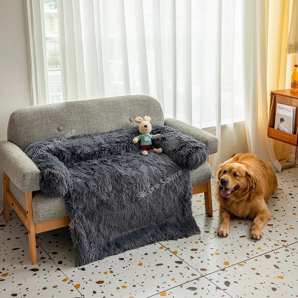 

Long Plush Pet Cat Bed Mats Dogs Kennel Dog Sofa Bed with Pillow waterproof soft sleeping bed Blanket for pet