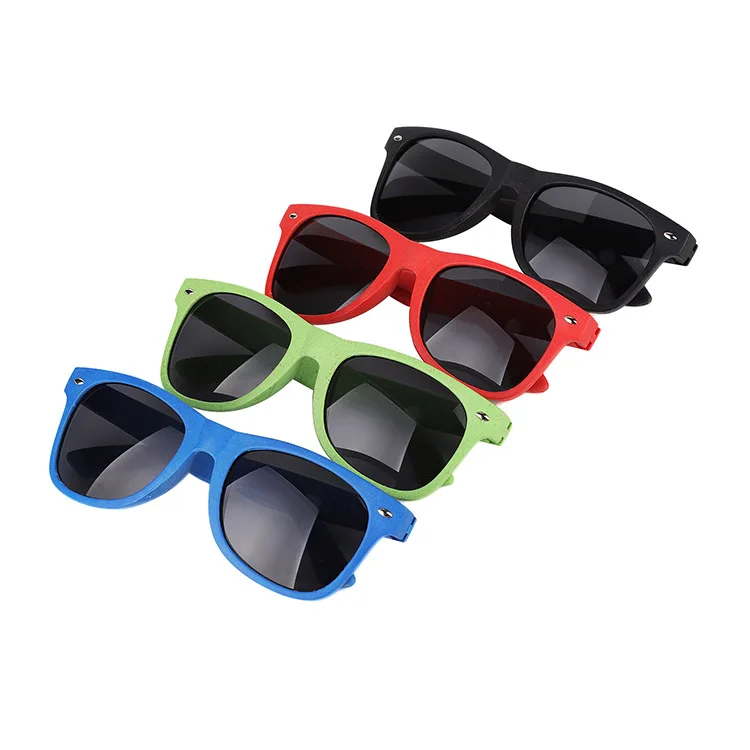 

2021 Eco-friendly Wholesale Promotional wheat straw biodegradable glasses UV400 PC sunglasses for Men women, Four colors avaible