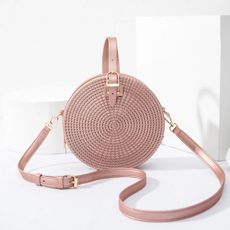 

GW jelly purses High-end custom mini matte jelly PVC woven round beach bag fashion candy color waterproof PVC wicker handbags