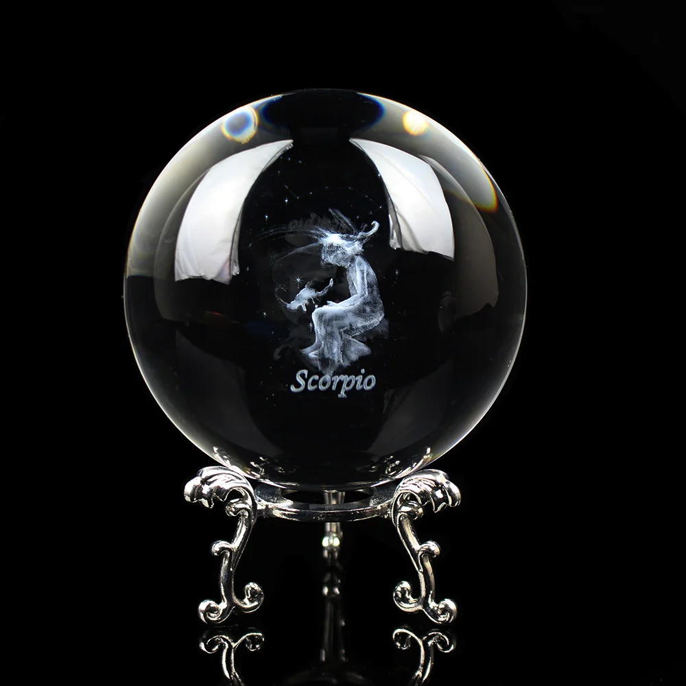 3d Zodiac Sign Star Glass Ball Ornament 12 Constellations Crystal Ball ...