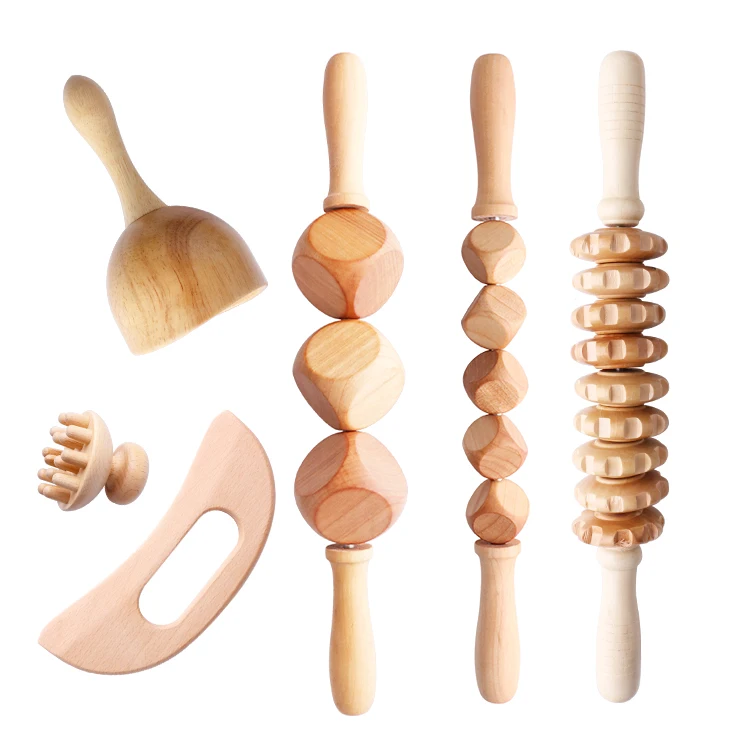 

Lymphatic Drainage Anti Cellulite Body Massage Kit Wooden Therapy Massage Tools Set for Body Gua Sha Sculpting