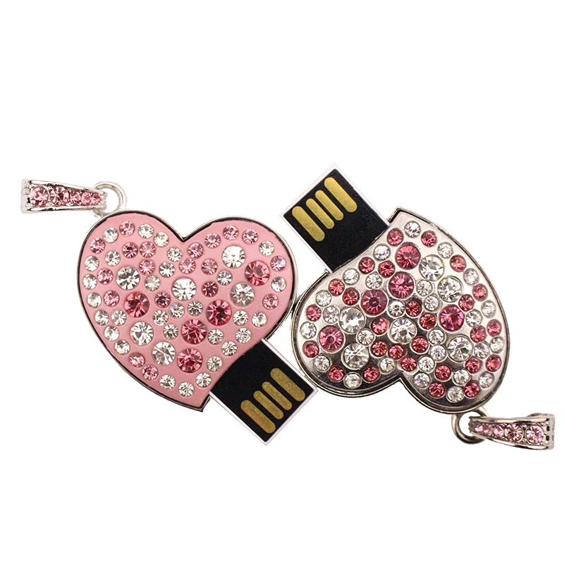 

Pink Diamond Mini Heart Shape Jewelry USB Flash Drive 16GB USB Disk
