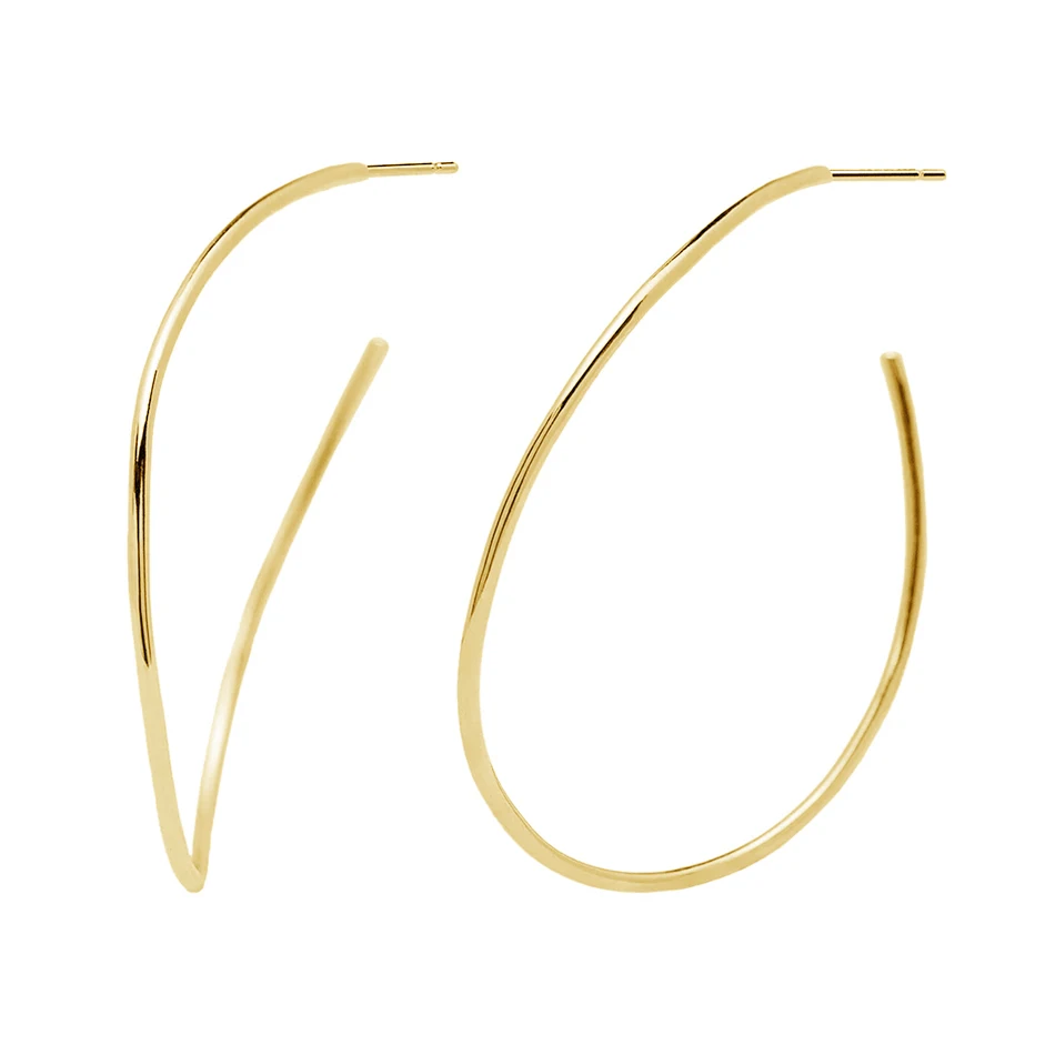 

Trendy Earrings Jewelry Brass Simple 18k Gold Plated Hoop Earrings Large