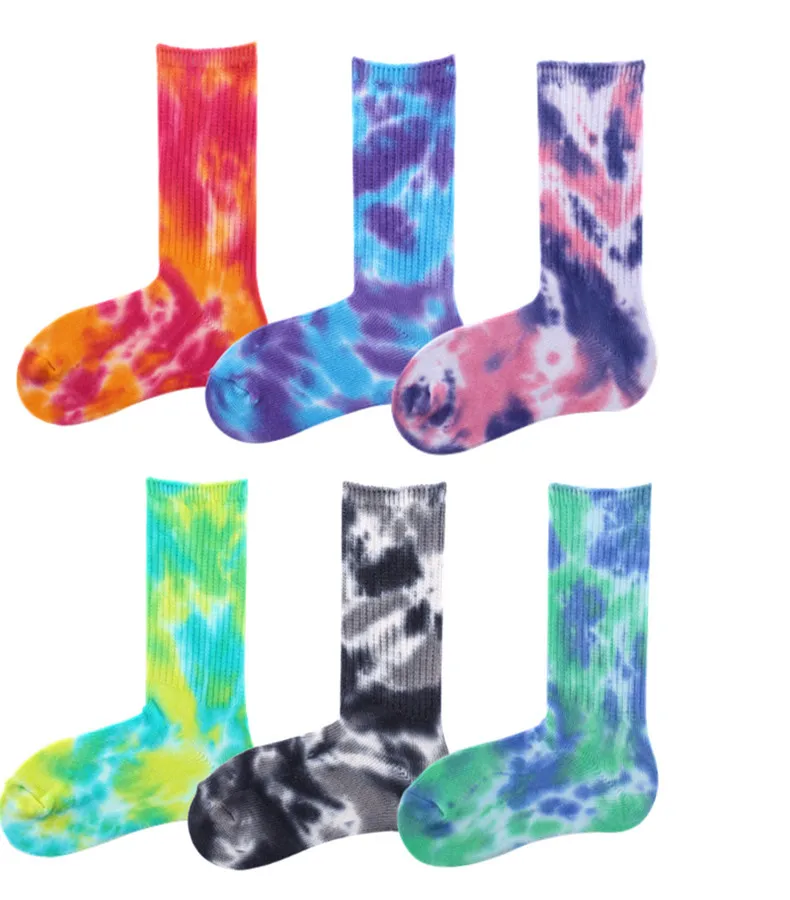 

Street European and American skateboard thick line pile couple tie dye long tube trend cotton socksn socks