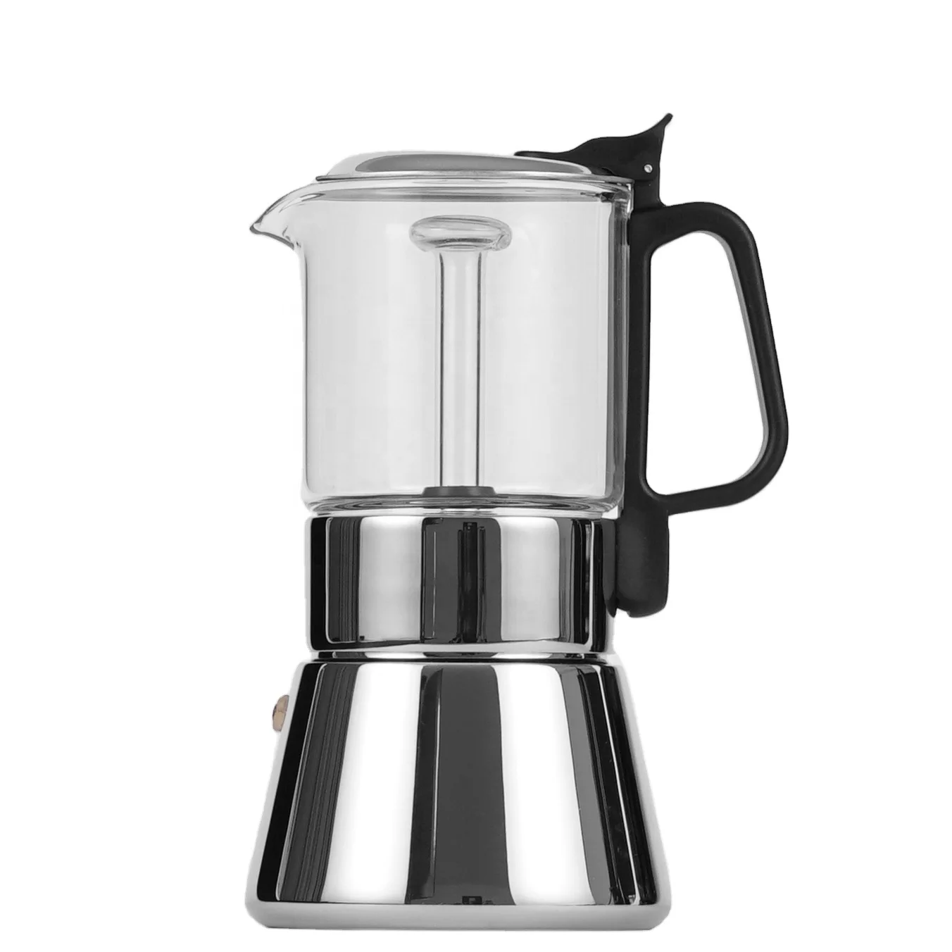 

Good Reputation High Borosilicate Glass Stovetop Coffee Maker Espresso Moka Pot, Transparent