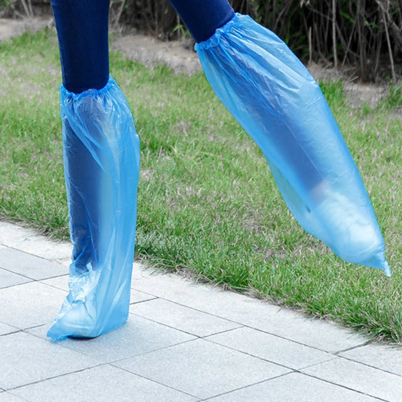 

Portable Cheap Disposable PE Plastic Lengthen Boot Covers, Blue