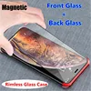 New design 360 full magnetic adsorption case shockproof double side tempered glass magnetic metal mobile phone case