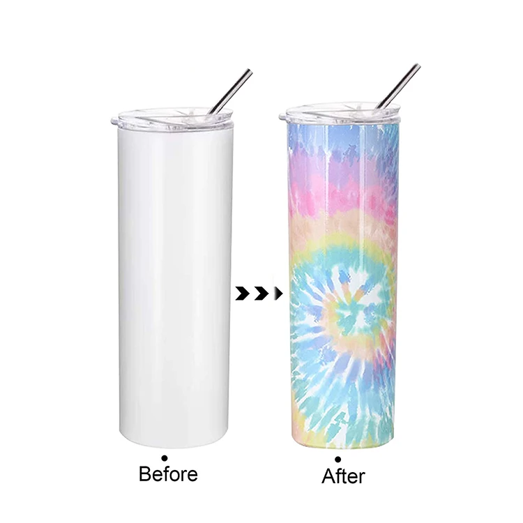 

RTS double wall 20oz tumbler straight skinny stainless steel vacuum sublimation blanks tumbler cup in bulk with lid and straw