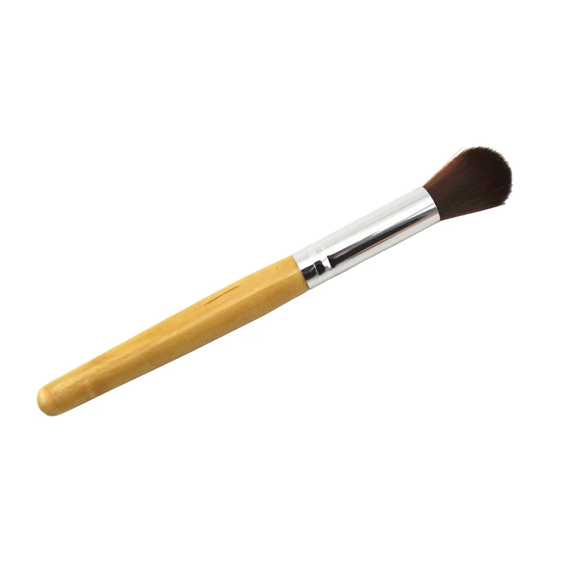 

Long rod wooden handle round head brushes set nose shadow makeup brush, Wood color