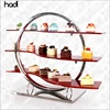 One shop buffet catering stainless cold food display round tables top buffet display with red glass tray