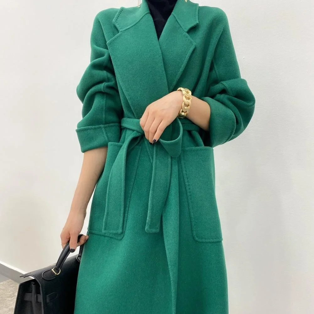 

New fashion ladies winter cashmere wool coats women blend trench coat long overcoat wool coat with hood, Black, camel