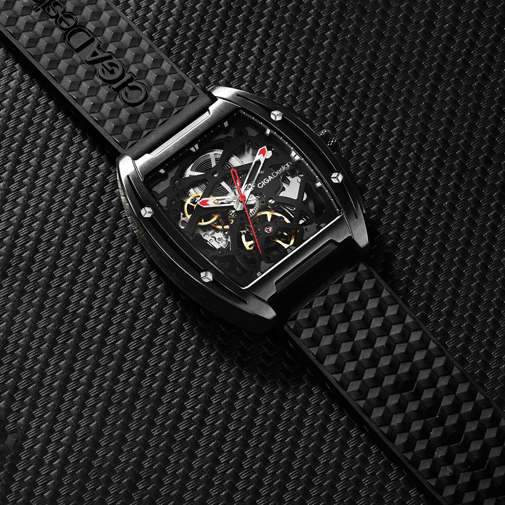 

Free Shipping CIGA Design Z Series Fashion Black Case Black Dial Skeleton Mens Automatic Mechanical Watches
