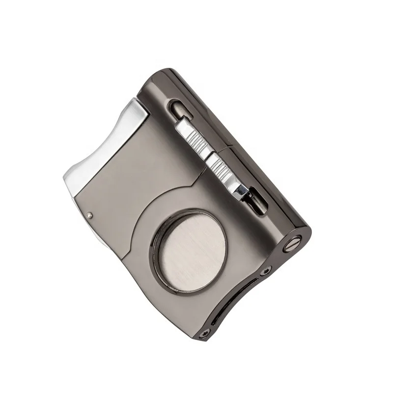 

Unique Novel Design Smoking Accessories Travel Cigar Cutter Metal With Cigar Punch, Gold/gray