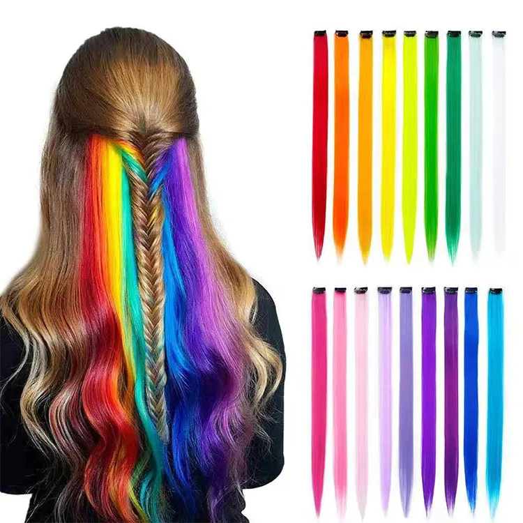 

fashion ombre straight synthetic fiber two tone color easy clips hair extension, Customization accepted
