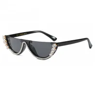 

high quality brand designer custom UV400 fashion half frame gafas de sol diamond shades sun glasses sunglasses womens 2019