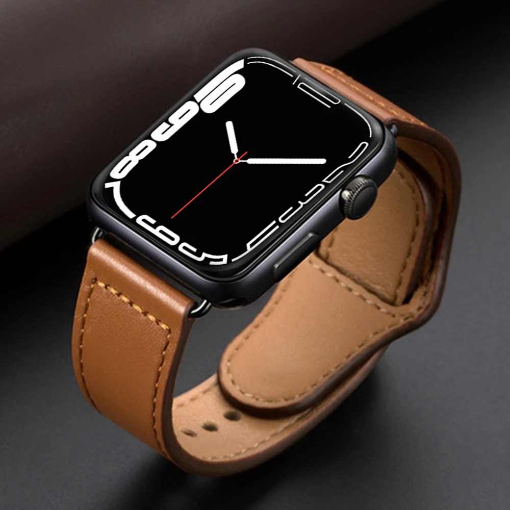 

Hot Sellers Genuine Leather strap for Apple watch band series 7 SE 6 5 4 3 45mm 41mm 40mm 44 mm 42mm 38mm luxury bands Loop, 36 colors
