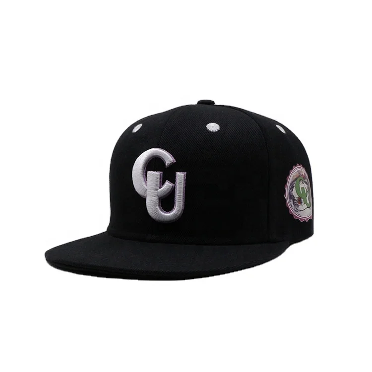 

wholesale hip pop mens black 3d embroidery 6 panel custom yupoong snapback caps