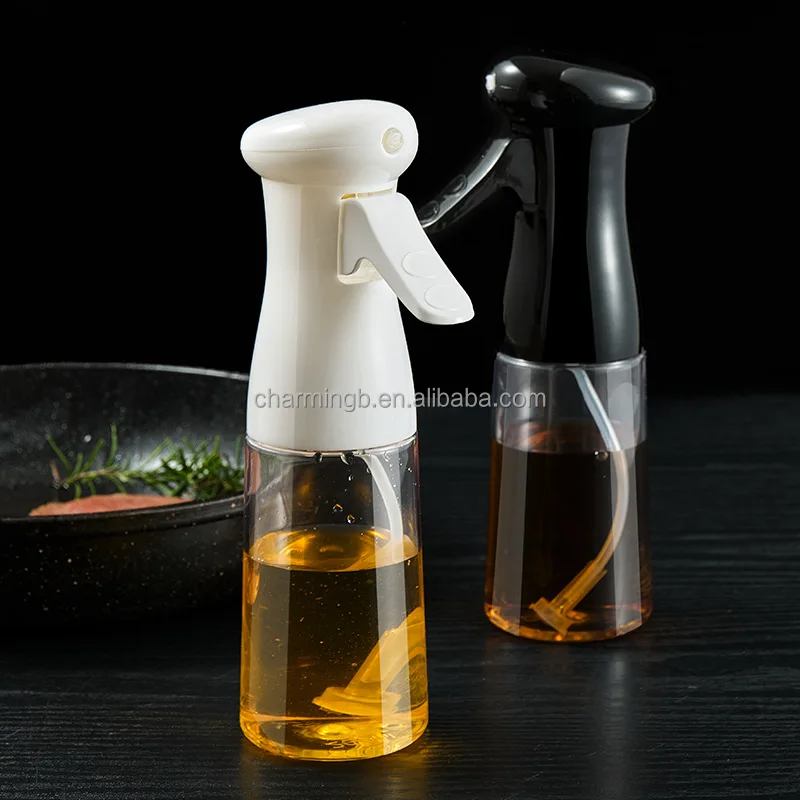 

Amazon Hot 200/210ML Portable BBQ Kitchen Plastic Glass Olive Oil Mist Sprayer Cooking Vinegar Oil Spray Bottle with brush Set