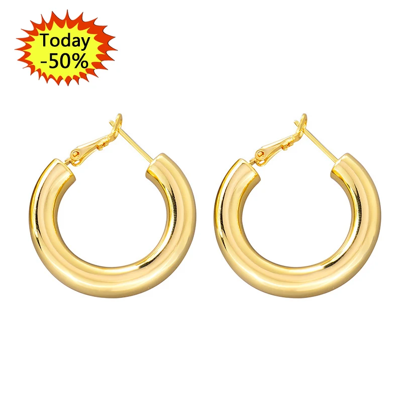 

Wholesale new style 18K gold plated hoop earrings unlimited chic stainless steel earrings, Golden