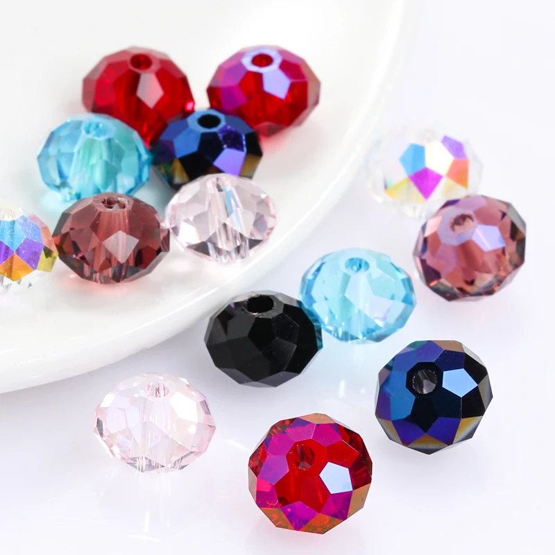 

XIAOPU Wholesale Dia  K9 Colorful Flat Crysal Glass Beads Handmade Spacer DIY Rondelle Beads For Jewelry Making
