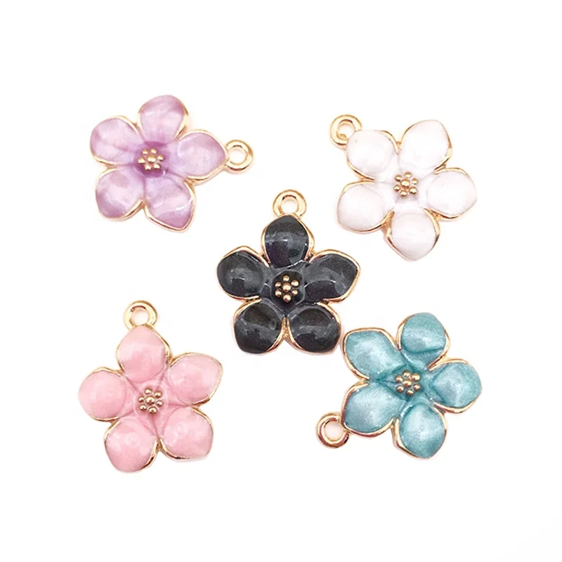 

Fashion Flower Charm For Jewelry Cute Enamel Flower Charm Pendant