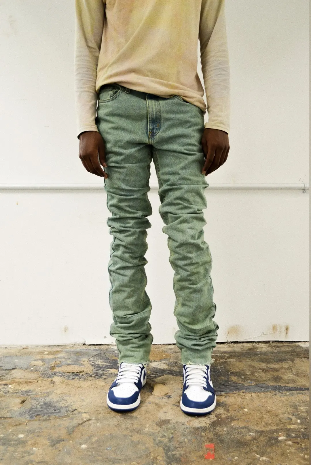 skinny stacked cargo pants