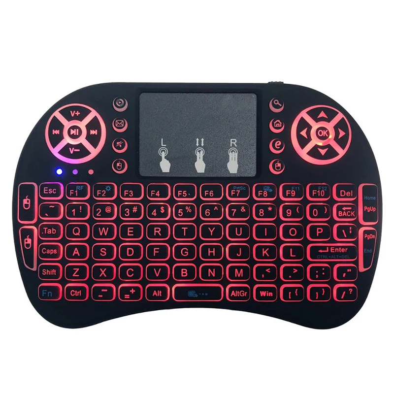 
7 color backlit i8 Mini Wireless Keyboard 2.4ghz English Russian 3 colour Air Mouse with Touchpad Remote Control Android TV Box 