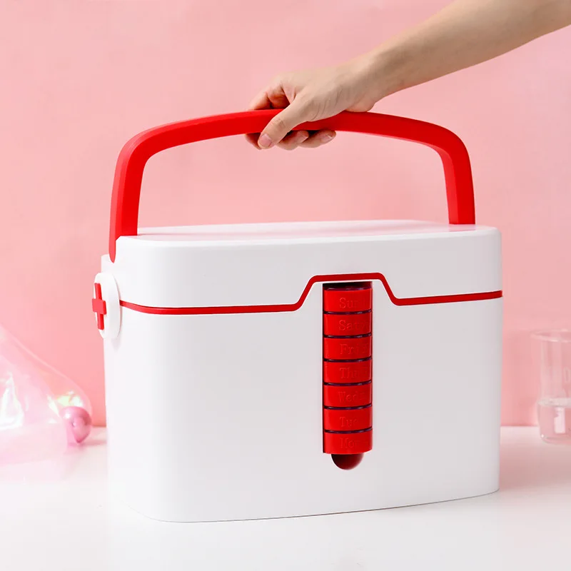 

A2765 Multilayer Large Portable Home Daily Medical Handbag First-aid Case Health Travel Pouch Drug Storage Medicine Box, 2 colors, pls remark