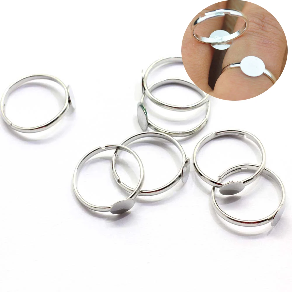

1000pcs/Lot Plated Ring Blank  Flat Pad Adjustable Small Ring Base Adjustable Ring Blanks Findings DIY Jewelry