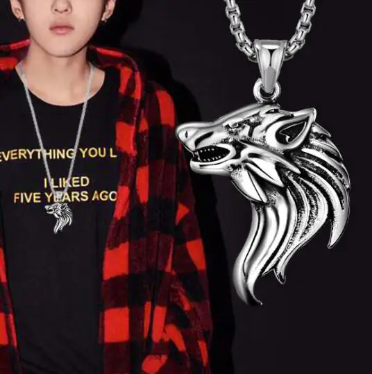 

2021 Men's animal jewelry wholesale European and American Viking wolf head fashion jewelry pendant factory direct sales