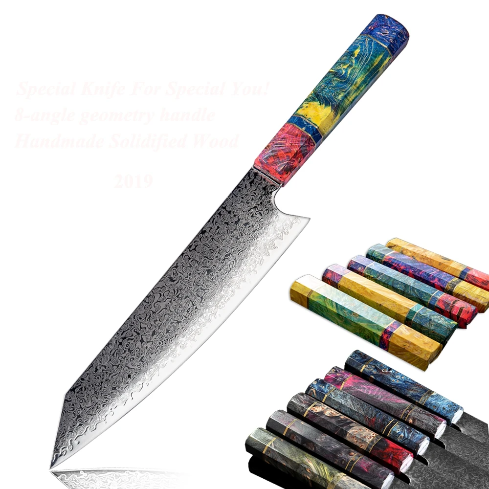 

8 Inch Damascus Kitchen Knife Handmade VG10 Japanese Kiritsuke Kitchen Knife Gyuto Gift Box+Sheath Hot Damascus Steel Chef Knife