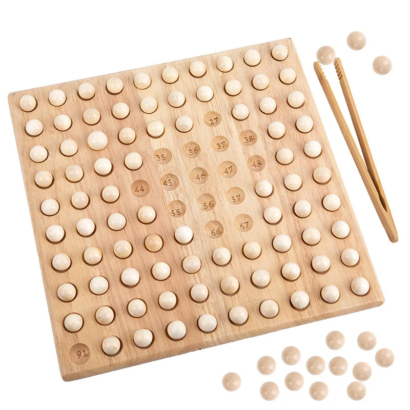 

HOYE CRAFT Wooden Clip Ball Beads Game Learning Math 1-100 Number Children Puzzle Board Toys Wooden Clip Ball Beads Game